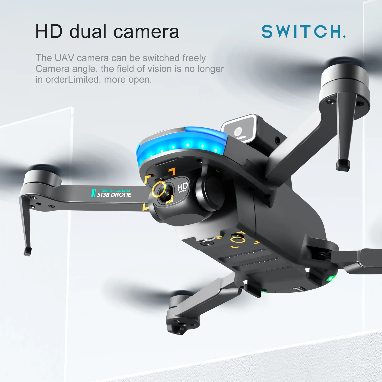 S138 GPS กล้องคู่ Dron 4K Professional 5G Wifi FPV 360 °   หลีกเลี่ยงอุปสรรคพับ Quadcopter RC โดรน ของขวัญของเล่นแบตเตอรี่คู่