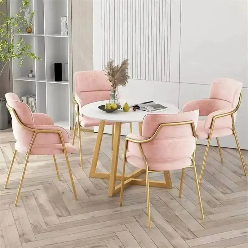 Chair Modern Simple Backrest Kitchen Furniture Pink Makeup Flannel Luxury Soft Dining Cafe Dining Chairs Room Chair B