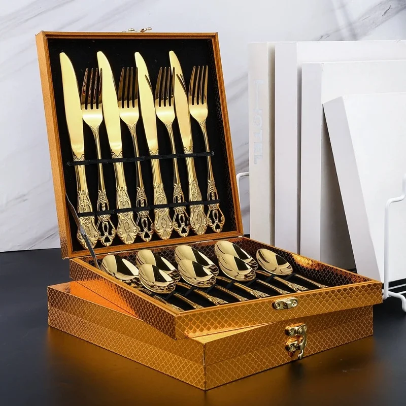 

Винтажный рельефный Подарочный набор из нержавеющей стали в Западном и европейском стиле Подарочная коробка подарок на день рождения и свадьбу