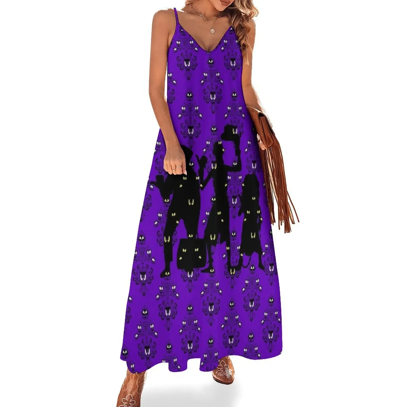 

Hitchhiking Ghost Wallpaper Sleeveless Dress dress party night Summer women's clothing long dresses for women purple dress