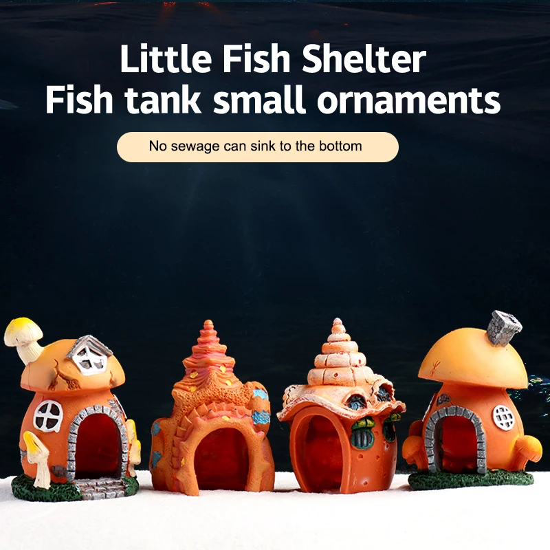 New Fish Tank Decoration Mini Mushroom Conch House Aquarium Decoration Fish And Shrimp Hideout Hermit Crab Hiding House