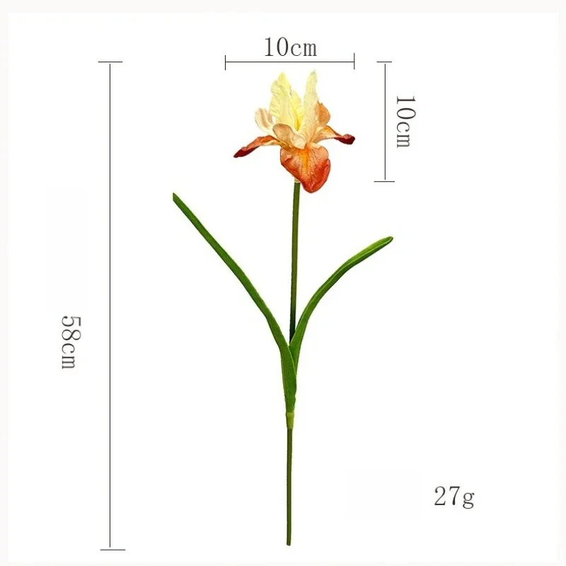 10 Stück Simulationsblumen aus PU, weiße Alice-Iris, dekorative Kunstblumen für Restaurants, künstliche Iriszweige, Balkondekoration – Detail 1
