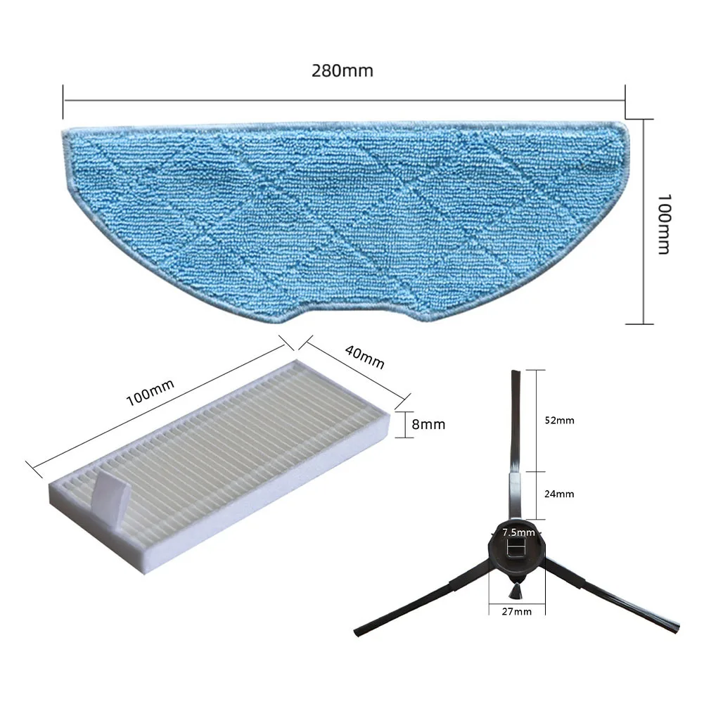 X-플로어 S135 S135+ / S140 S140+ / RR91C5WH RR91D5WH RR9177WH RR9197WH 진공청소기용 사이드 브러시 필터 걸레 천 키트 1세트