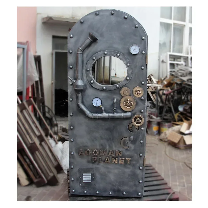 Customization Steampunk style heavy metal iron craft door Simulation of submarine bar restaurant door decoration