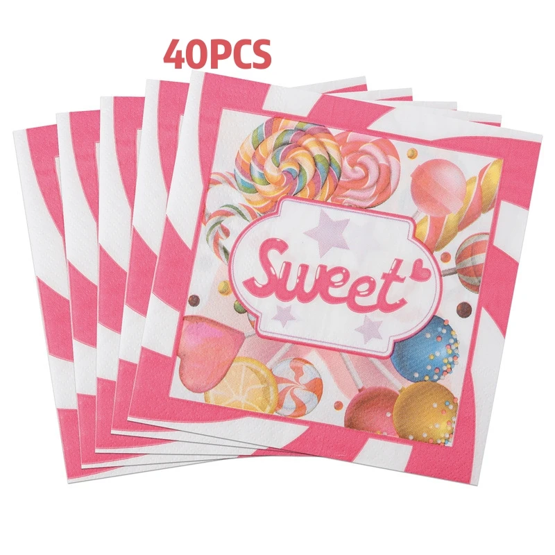 20 pieces per pack of Candy World printed napkins, Western restaurant tissues, Party, festival and gathering disposable napkins
