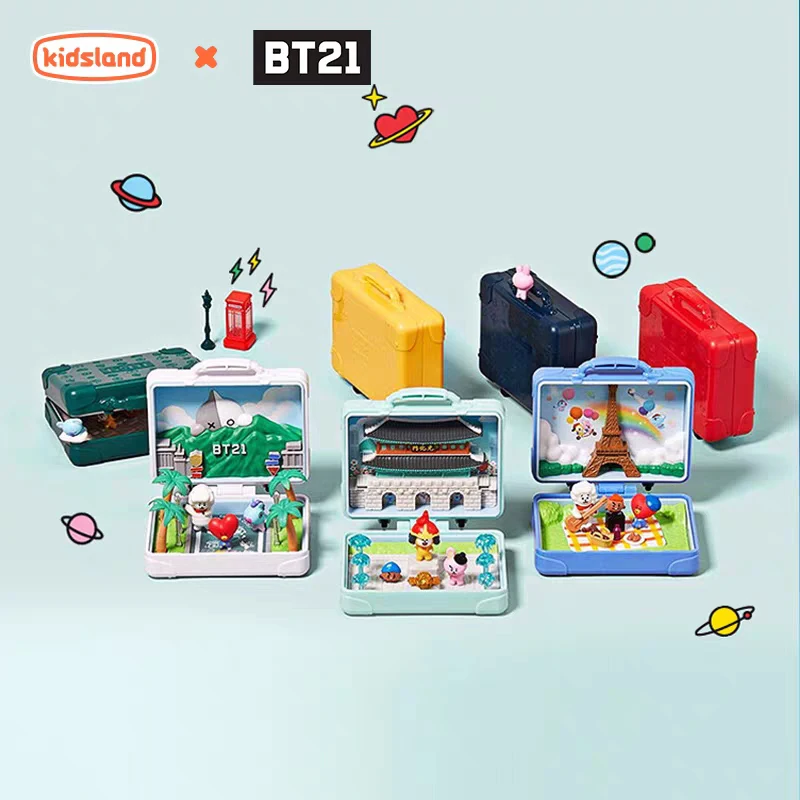 

Linefriends Bt21 Модель мирового путешествия Кукла Симпатичные украшения для интерьера Подарки Коллекция игрушек для детей