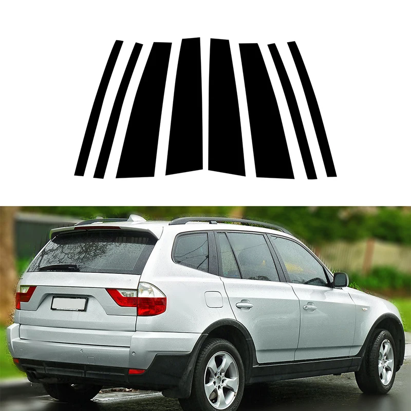 

8Pcs/Set Car Pillar Posts Glossy Piano Black for BMW X3 2004 2005 2006 2007 2008 2009 2010 Door Window Molding Cover Stickers