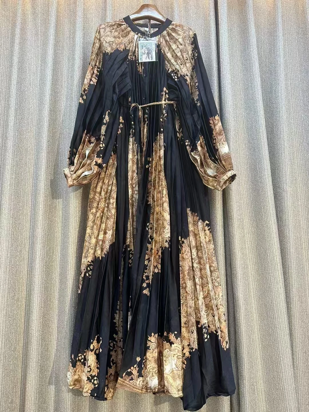 Vestido largo con estampado Floral para mujer, ropa plisada de línea a, elegante, informal, Vintage, para fiesta de cumpleaños y graduación, Verano