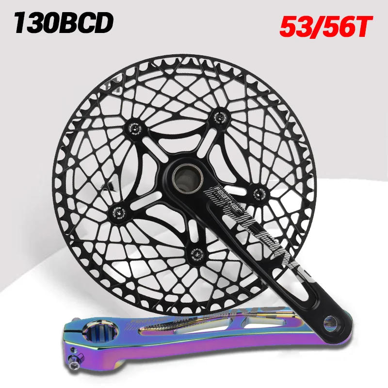 

130bcd crankset integrated crankset 170mm lightweight chainring 53t 130 bcd 56t double chain ring for folding bike crank arm