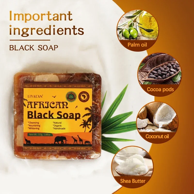 Natural African Black Soap With Organic Shea Butter Anti Rebelles Treatment Acne Moisturizing Handmade Beauty Body Bath