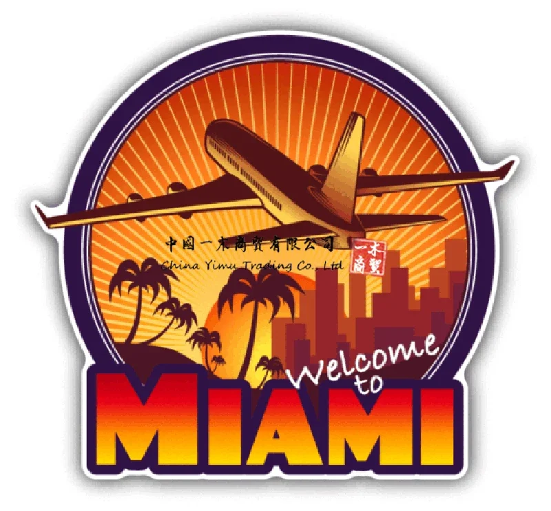 

Welcome To Miami Travel Label Car Bumper Sticker Decal