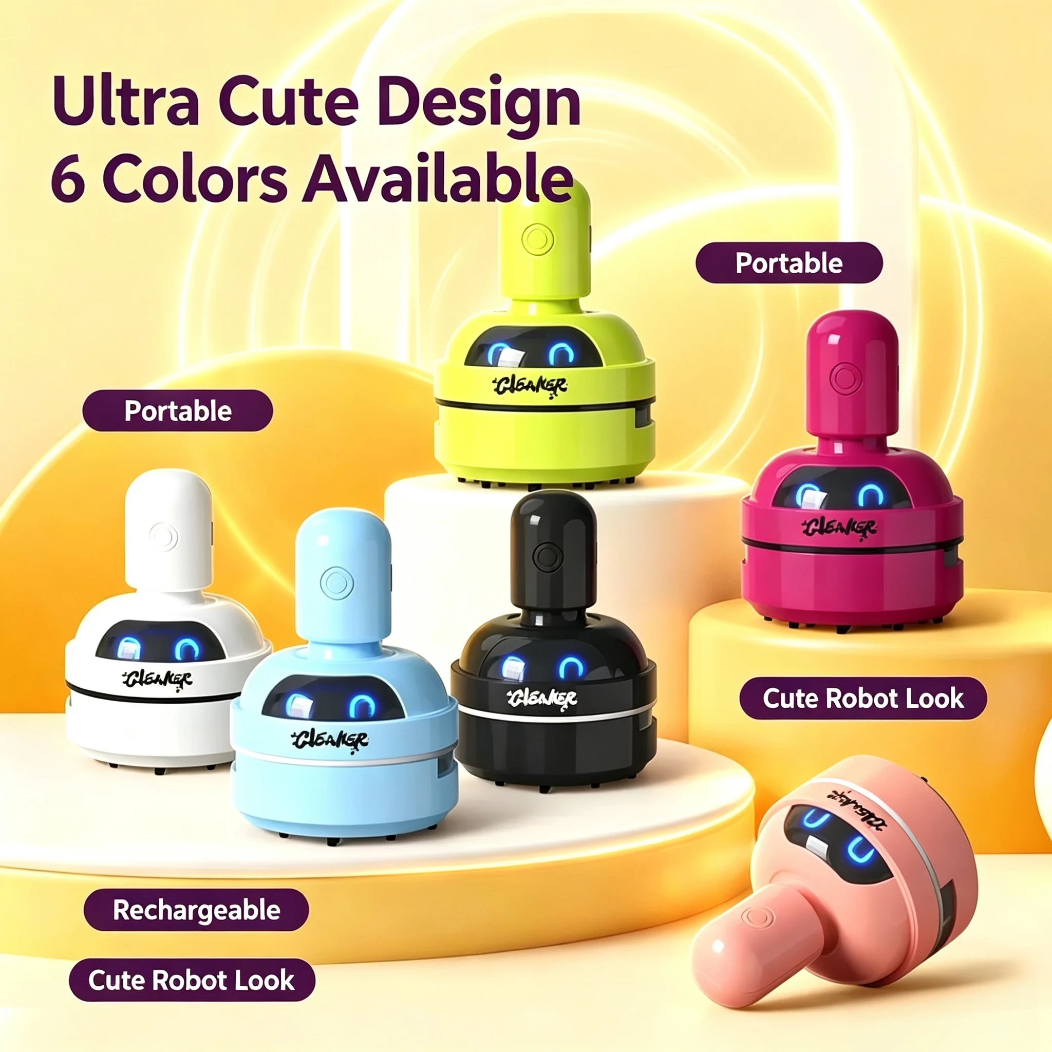 New Arrival Charging Mini Desktop Vacuum,3‑Speed Control Handheld Dust Collector, Portable Cleaner for Home Office Keyboard Dust