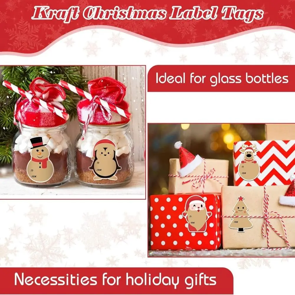 New Paper Christmas Sticker 200 Pcs Removable Sealing label Self-Adhesive Festival Favors Gift Name Tags Christmas