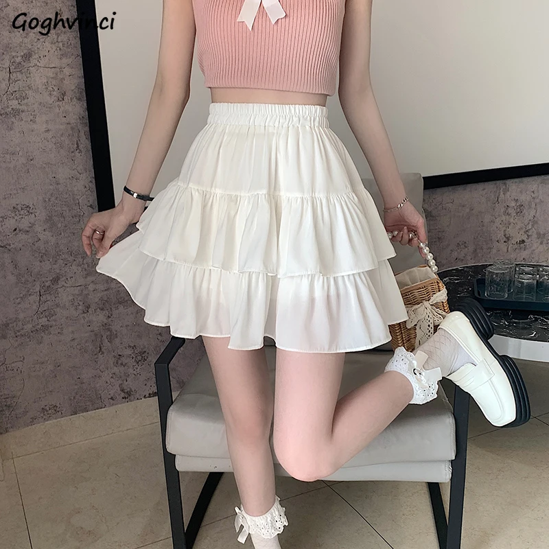 

Skirts Women A-line High Waist Pleated All-match Korean Fashion Chic Summer Sweet Lovely Girls Students Classy Mini Cozy Popular