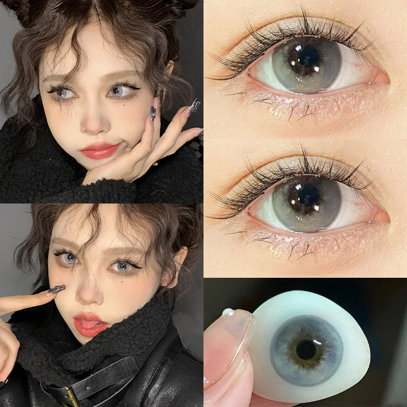 YIMEIXI 2pcs New Colored Contacts Lenses for Eyes Fashion Purple Lenses Nature Soft Prescription Myopia Beauty Pupil Lady Makeup