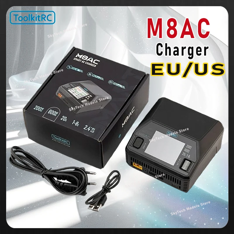 

ToolkitRC M8AC Smart Lipo Зарядное устройство Разрядник переменного тока 200 Вт постоянного тока 600 Вт 20A 1-8S LiHV Lipo Батарея PD 65 Вт Детали модели