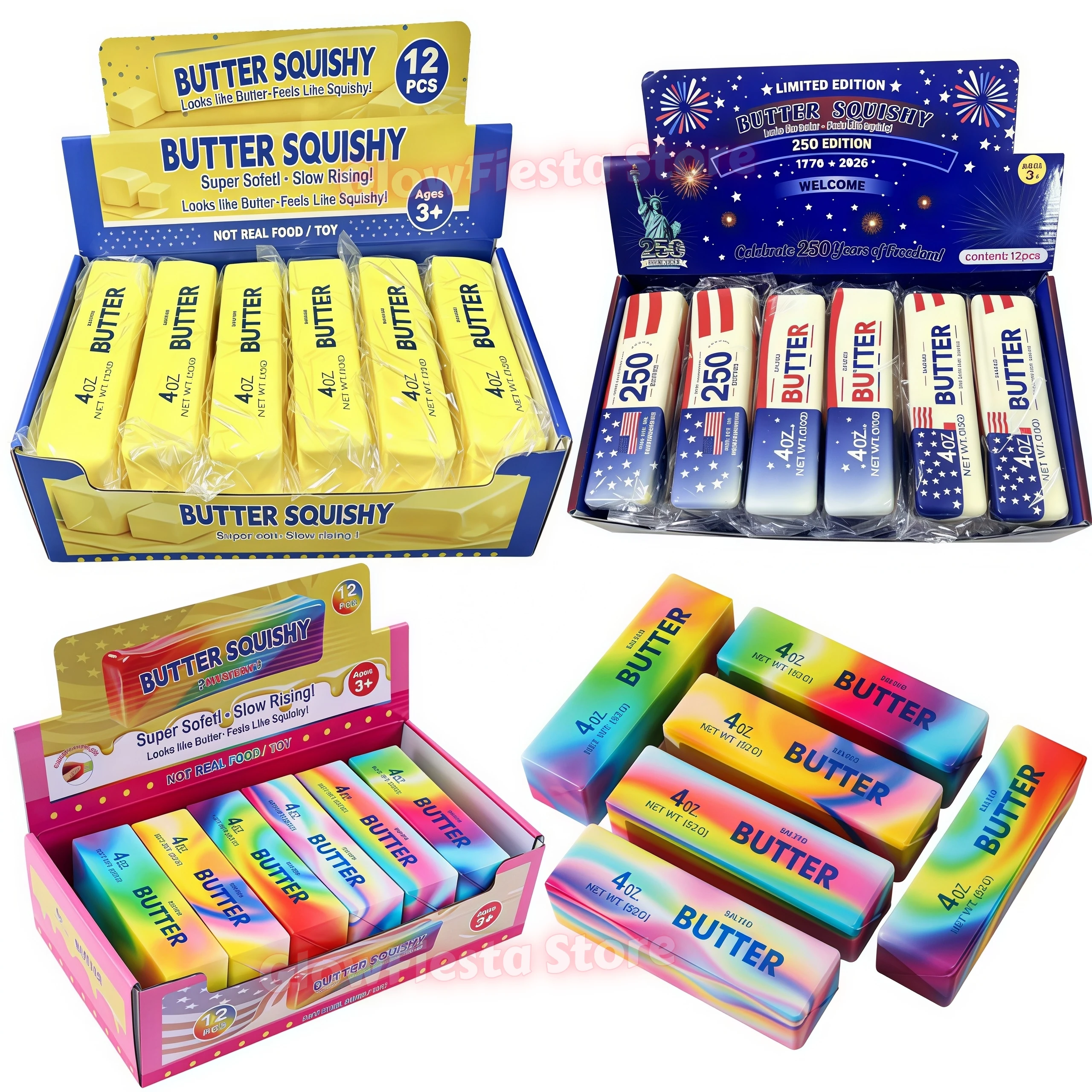 12個入り-フルケース-バタースティック-スローライジング-スクイーズ玩具-ウェットリバウンド-モイストソフトフィール-ストレス解消-減圧-フィジェット-大人向け