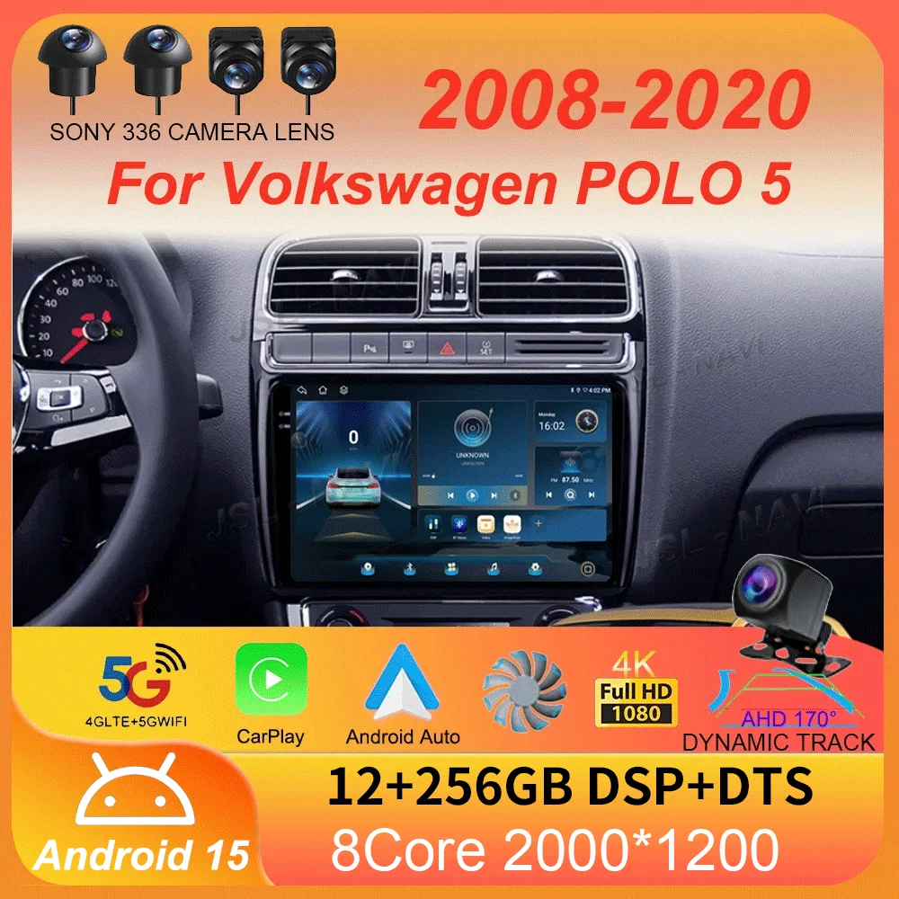 Android 15 For Volkswagen POLO 5 2008 - 2020 Car Radio Multimedia Video Player Navigation Stereo GPS No 2din