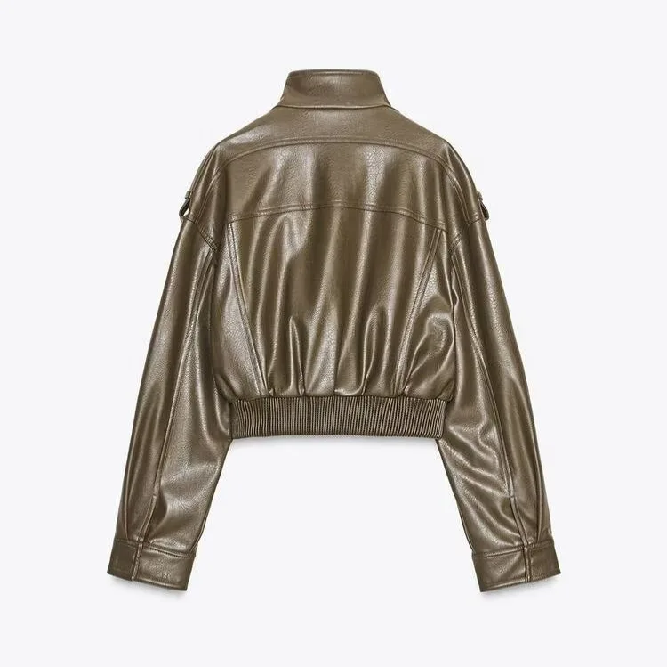 الرجعية الطراز الشارع نمط الطيار سترة الملابس النسائية خمر نظرة بدوره إلى أسفل طوق العصرية شخص ملابس خارجية