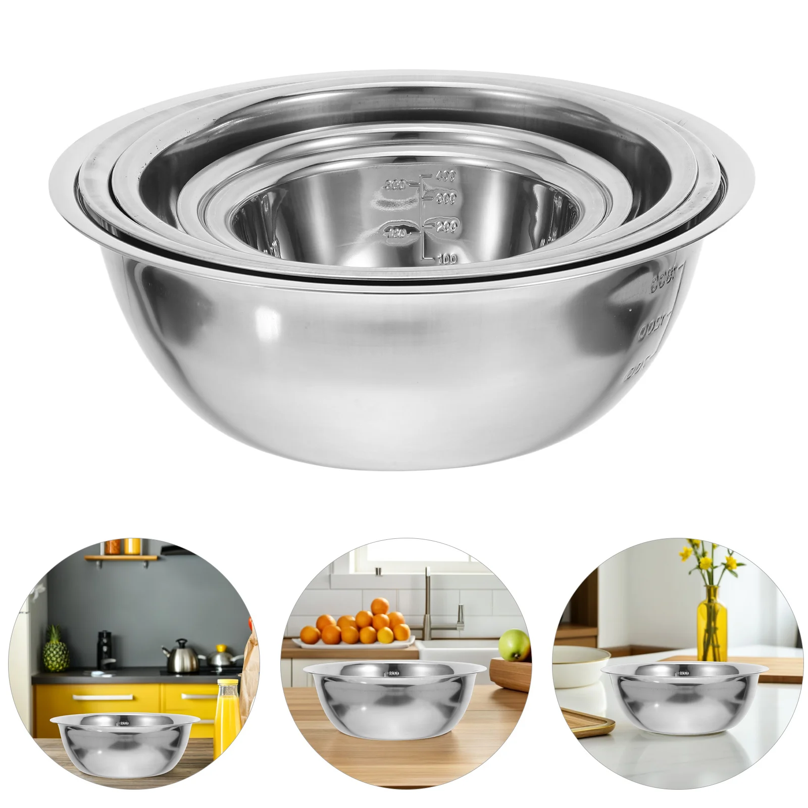 

5 шт., набор мисок для приготовления пищи из нержавеющей стали, миски для гнездования с весами для салата, супа, яичного взбивания, выпечки, приготовления пищи