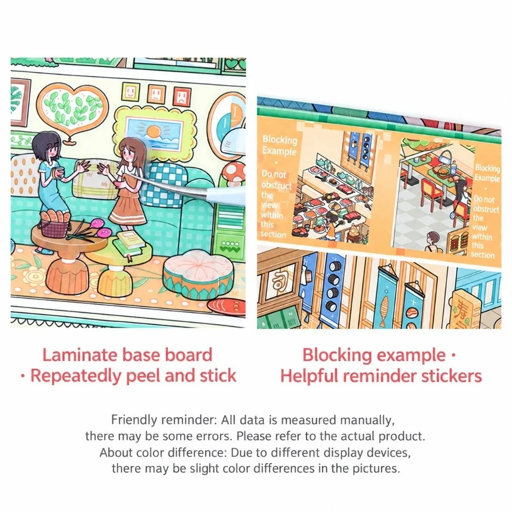 Street Scene Grid Room Landscape Sticker Collection Book Collage Die-Cut 3D Miniature Scene Stickers PET DIY Cabin Scene Sticker