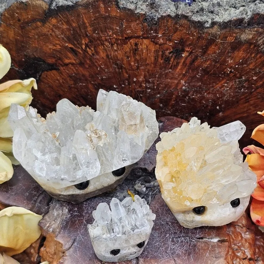 1pc Natural crystal Hedgehog， Natural quartz crystal cluster mineral specimen, hand-carved Metaphysical, healing