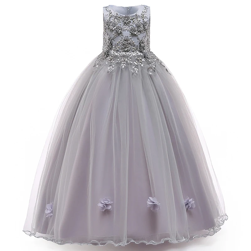 Elegant Flower Girls Wedding Dresses Christmas Costumes Tulle Bridesmaid Princess Party Dress Girl Birthday Gown Summer Clothing