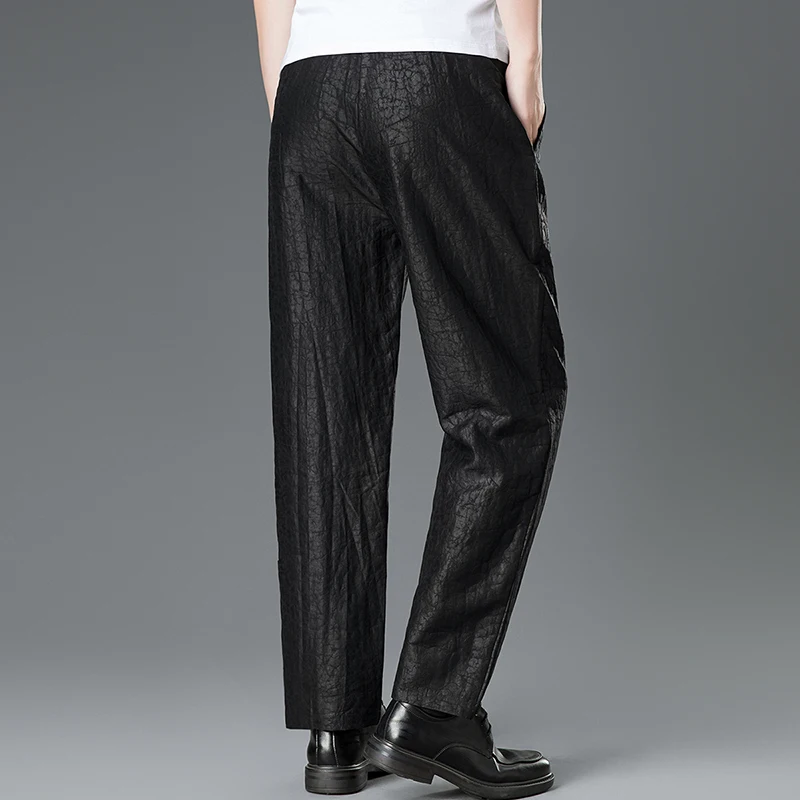 Premium Straight Pants For Man Crackled Xiangyun Silk Loose Fit Summer Quality Satin Skin-Friendly Lightweight Pantalones Hombre