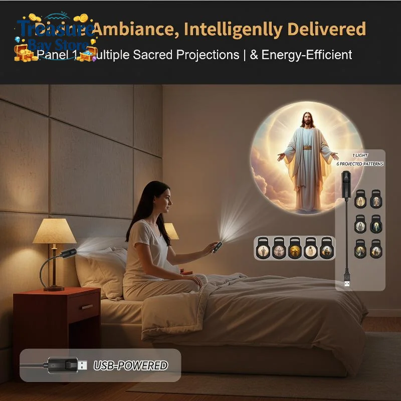 Religious Character Image Themed USB Projection Light With Twelve Patterns Perfect For Room Ceiling Background Decoration