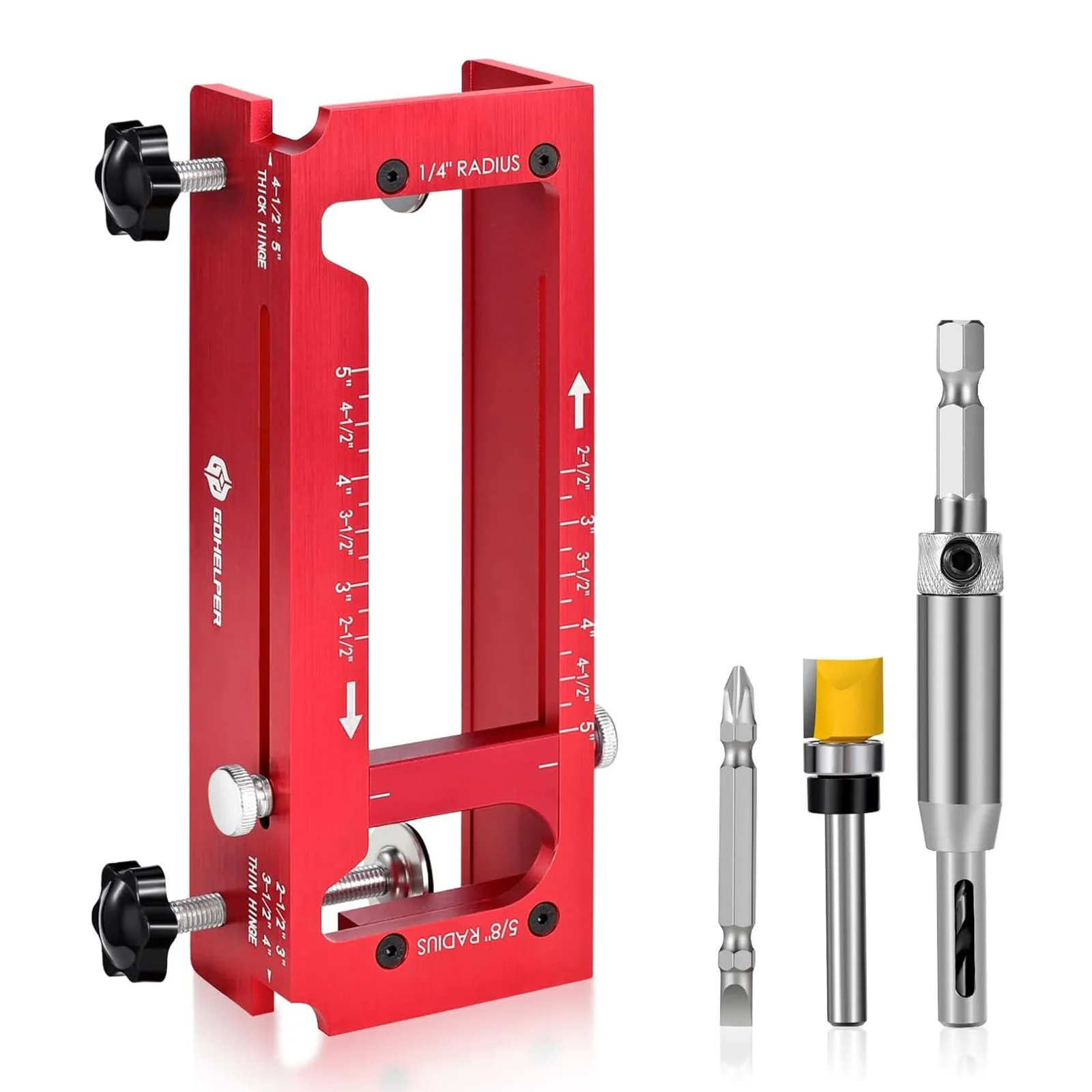 Adjustable Door Hinge Mortise Jig Aluminum Alloy Template Drill Bit Chisel Hinges for DIY Professional Door Installation