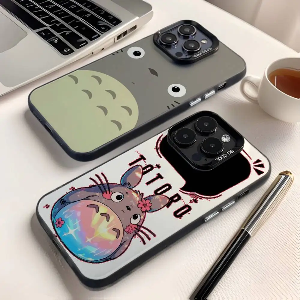 

Cartoon T-T-TotoroS Phone Case For iPhone 16,15,14,13,12,11,8,7,Pro,Max,Plus,Mini,XS,SE Anti Fall Black Matte Hard