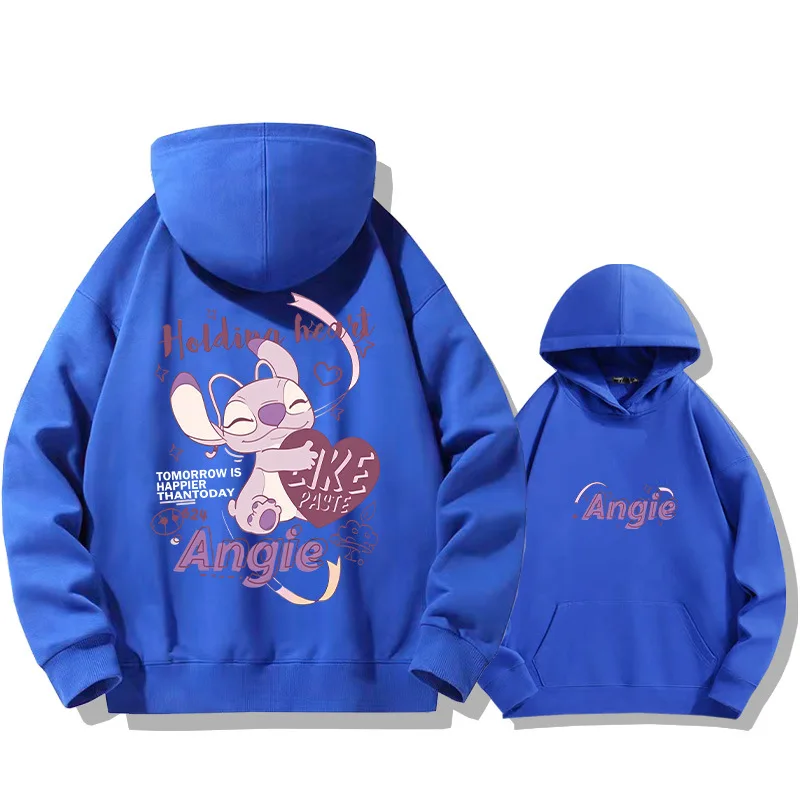 Stitch Angel Couple Men\'s and Women\'s Hooded Jacket 2024 New Spring and Autumn Leisure Sports Shirt Anime Coat