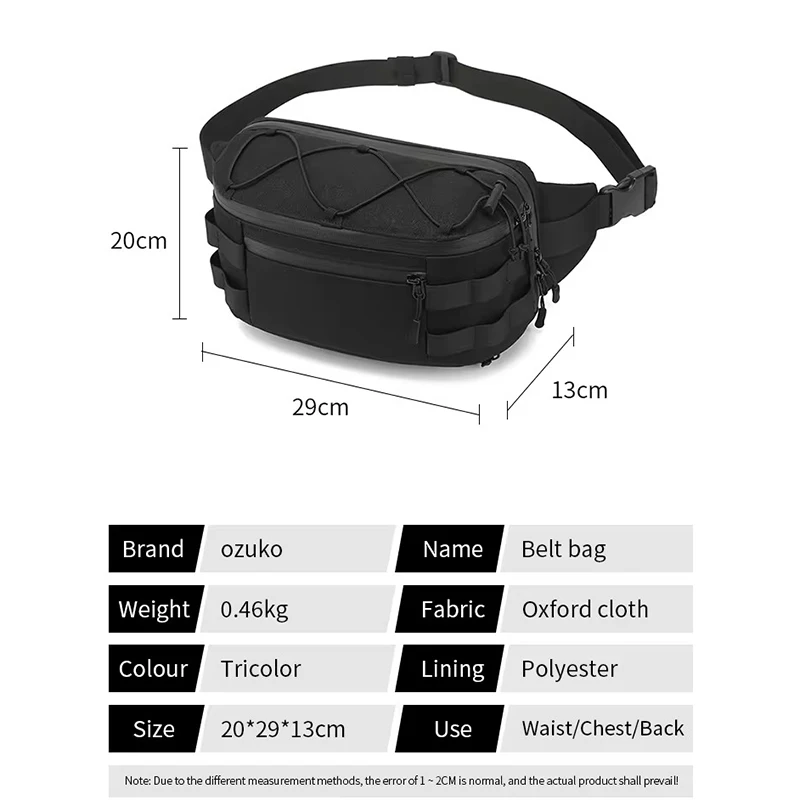 OZUKO-Sac de sport étanche pour athlète, sacoche à taille ajustable, de haute qualité, pour randonnée en plein air, portable, à rayon oblique, nouvelle collection