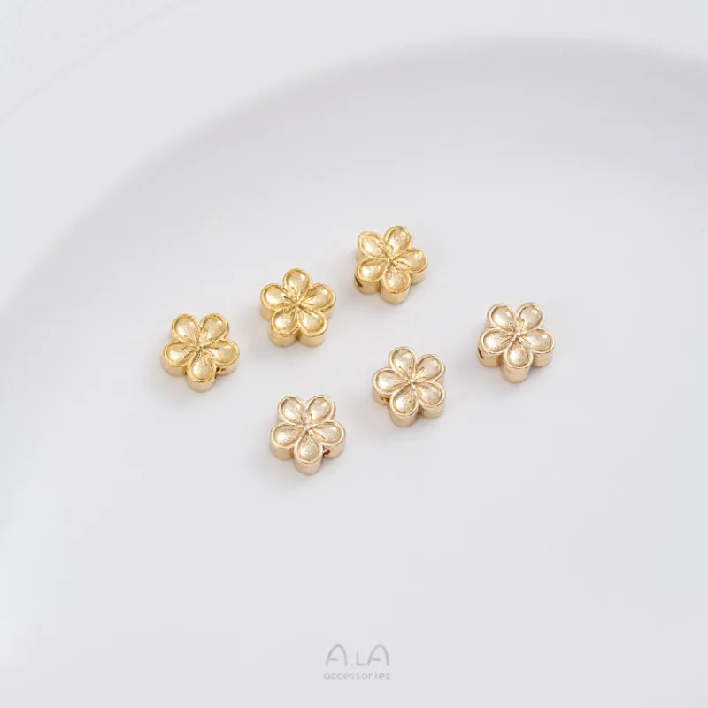 

Sand Gold Plum Blossom Bead Spacer 14K Gold Through Hole Small Flower Handmade Beaded DIY Bracelet Bracelet Jewelry Accessories