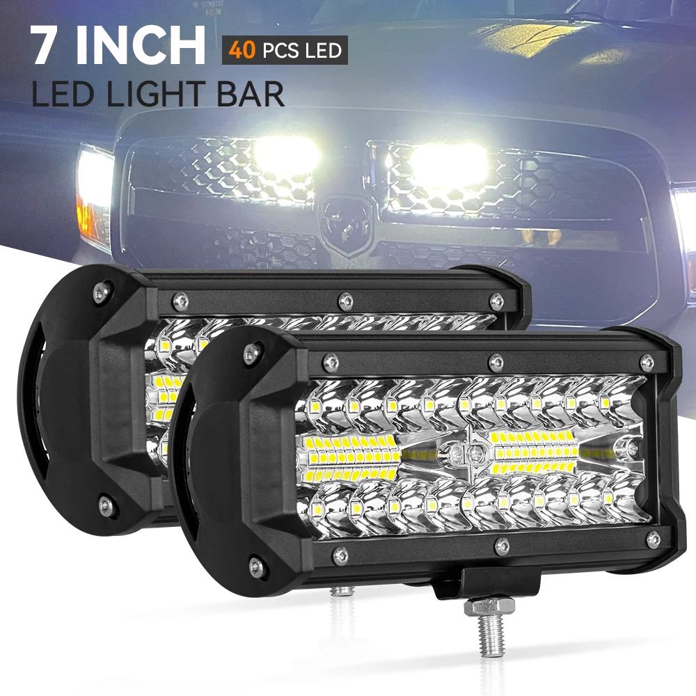 4/7 Inch Combo Led Light Bars Spot Flood Beam 4x4 Spot 12V 24V 4WD Barra LED Headlight for Auto Boats SUV ATV Light