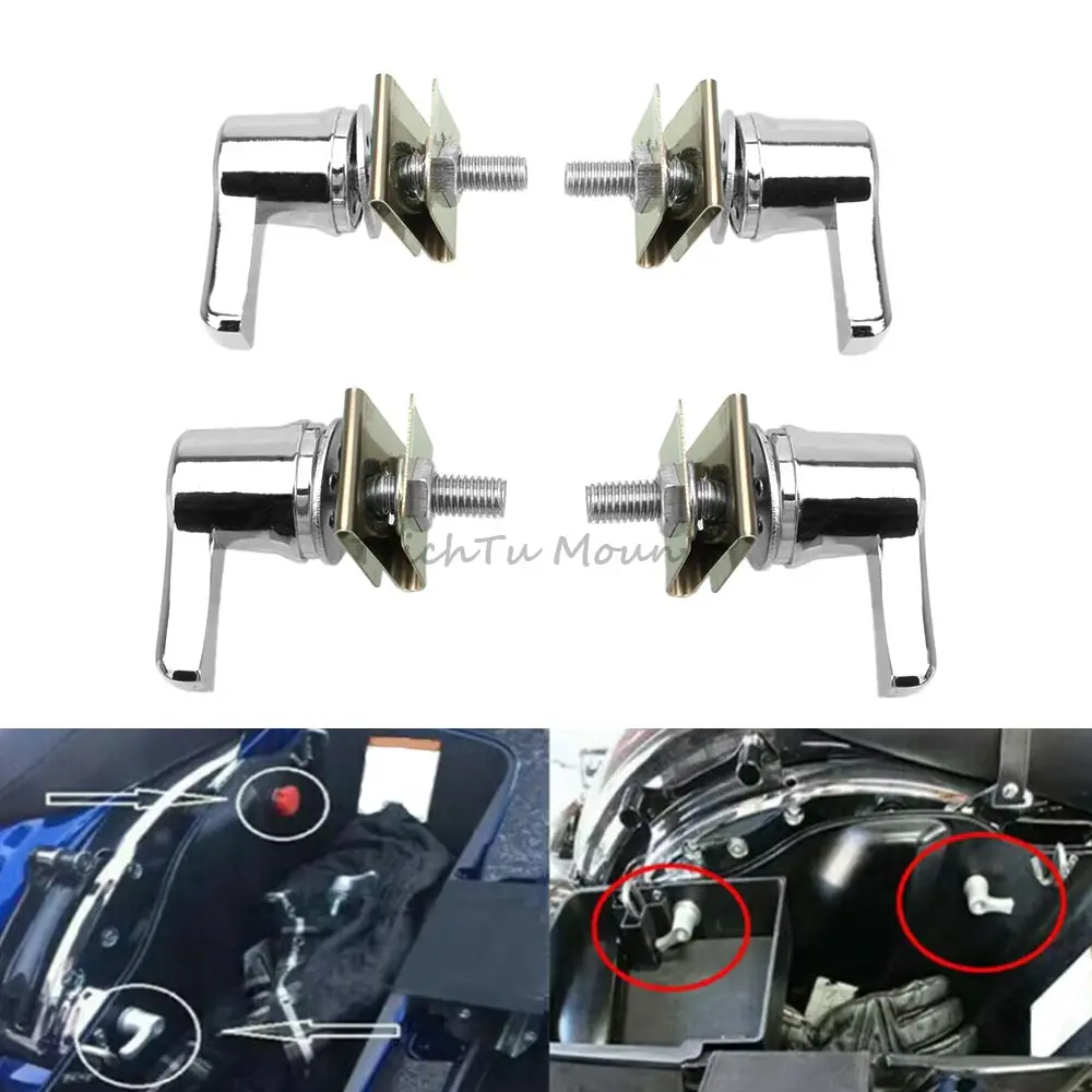 

Motorcycle Chrome Saddlebag Lever Lock Bolts Nuts Mounting Kit For Harley Touring Road Street Glide Electra Road King 1992-2023