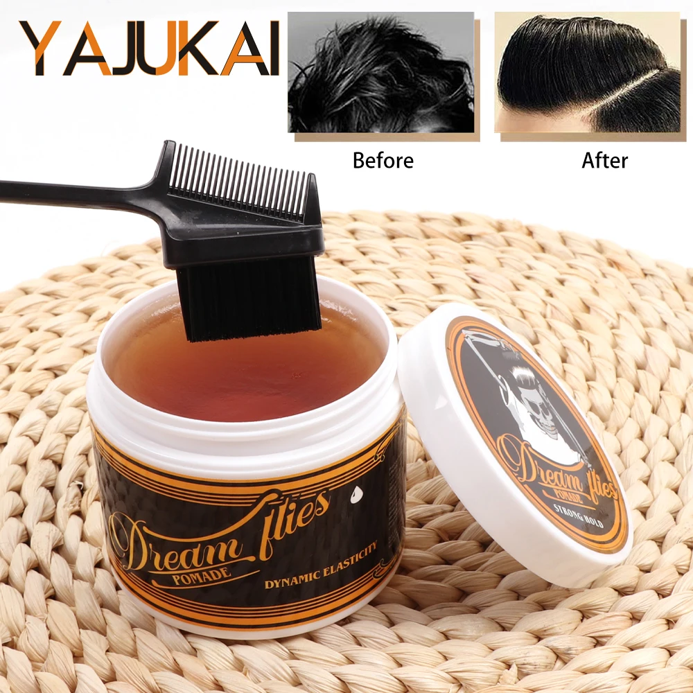 Man Retro Styling Pomade Gel Long-Lasting Moisturizing Hair Wax Pomade For Fluffy Hair Toupee Caramel Hair Oil Barbershop Tools