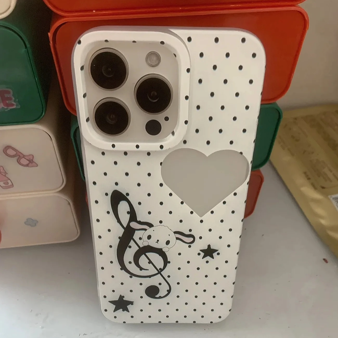 2k Black white polka dot notes kawaii Phone Case for IPhone 16 15 14 11 12 13 Pro Max Mobile Phone Case for IPhone XR XS MAX - náhled 3
