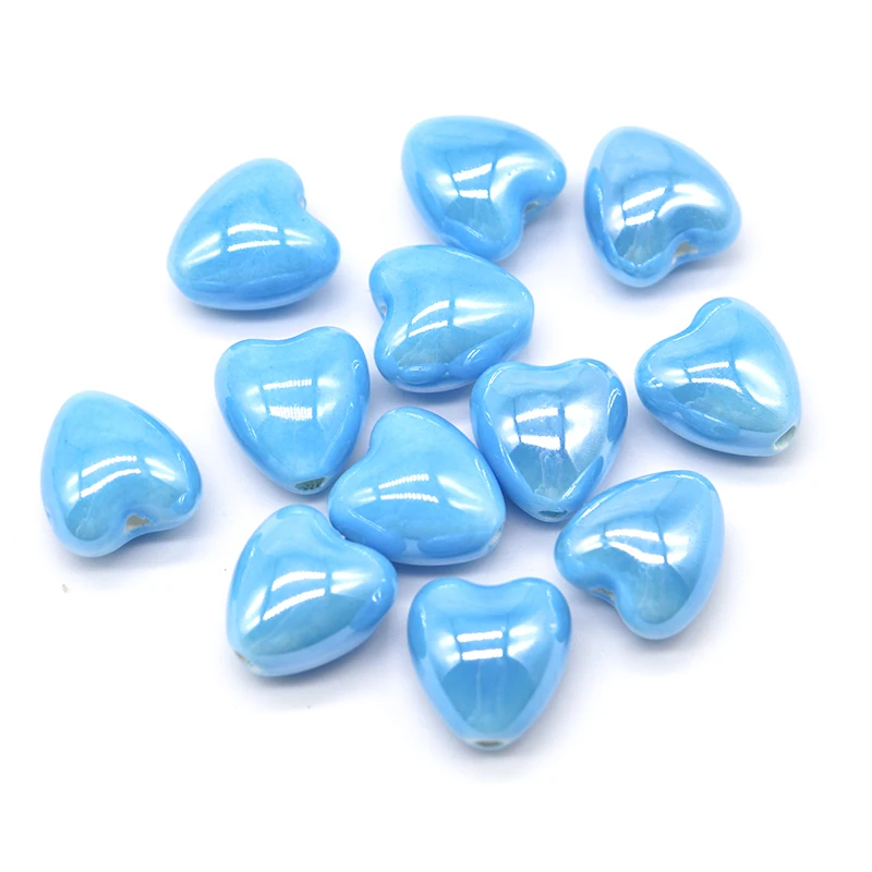 10pcs Love Heart Shape Ceramic Beads For Jewelry Making Bracelet Necklace12x13mm Heart Porcelain Spacer Beads DIY Accessories