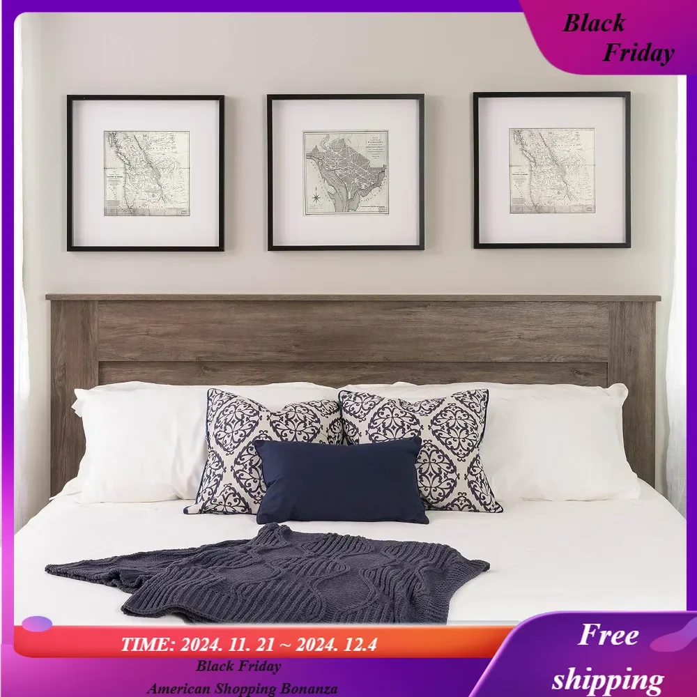 

Stylish Flat Wood Panel Headboard for King Size Beds, Simplistic Wooden King Headboard 2.25" D x 81" W x 48" H, Drifted Gray