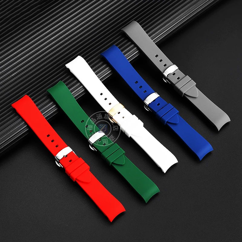 Silicone rubber watch strap 20mm 23mm Arc interface waterproof black white red blue watchband for GUC YA136217 YA136204 YA136322