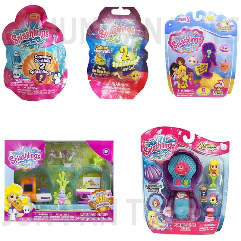 Splashlings Medical Center Playset para niños, paquete de 2 piezas en concha, Luminos, sirena, coleccionable, diversión bajo el agua, amigos, juguete coleccionable