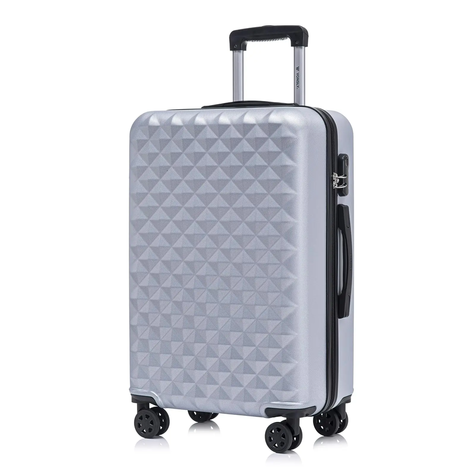 YONSLY Koffer 16/20/24/28 Zoll mit 4 Rollen 360° Netzfach Zahlenschloss Weicher Gummigriff Travel Trolley Handgepäck Reisekoffer Groß Hartschalenkoffer für Flugreise Geschäftsreise Urlaub