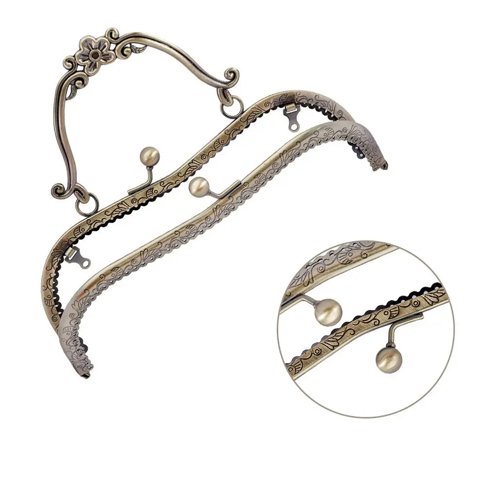 20.5cm Vintage Metal Purse Clasp Frame Bag Kiss Clasp Lock Metal Purse Frame for DIY Craft Purse Bag Making Bag Accessories