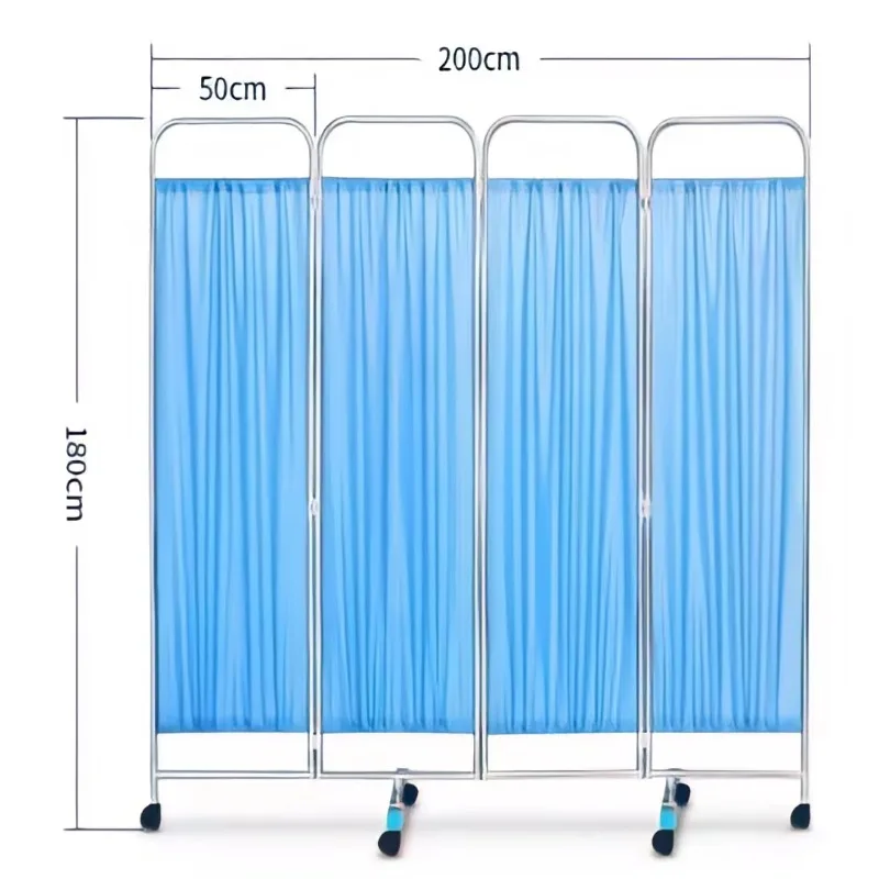 مستشفى الطبية رخيصة الثمن 201 الفولاذ المقاوم للصدأ طوي المنقولة 2 3 4 5 شاشة مقسم قابلة للطي مع عجلات #5