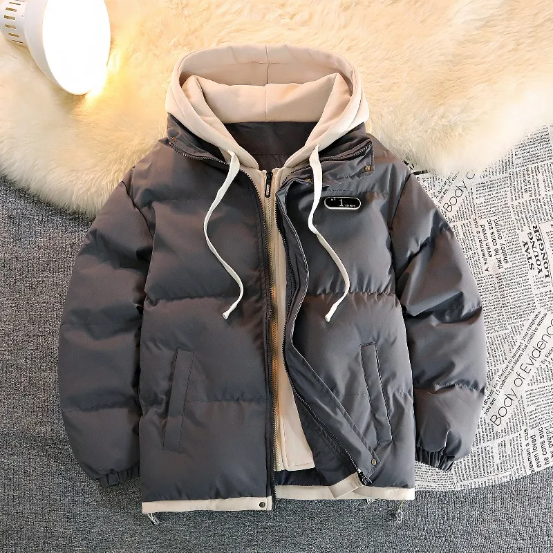 Two Cotton-padded Jackets for Men Thick  Warm Hooded Jacket Autumn Winter  Trendy Comfortable Japanese-style Jacket for Teenager