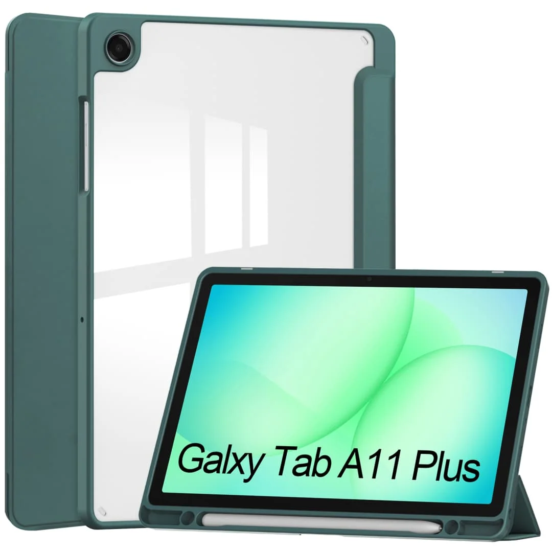 Shockproof Acrylic Transparent Case for Samsung Galaxy Tab A11 Plus SM-X230 X235 11 inch Tab A11 SM-X130 X135 with Pencil Holder