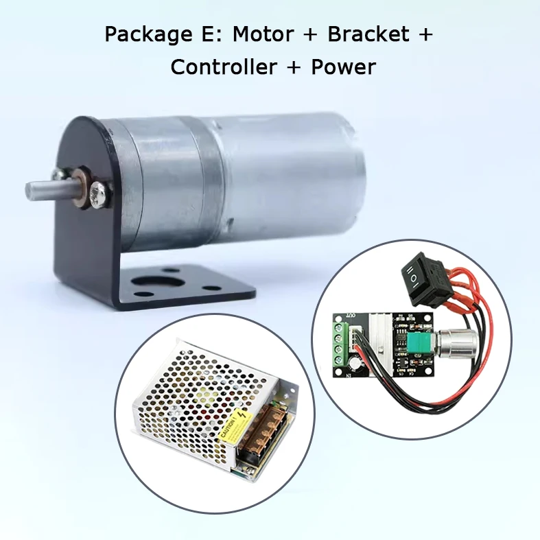 JGA25-370 High Power DC Reduction Gear Motor 12V/24V Long Shaft 22mm Large Torque Reversed Worm Gear 12RPM-1364RPM for DIY Robot