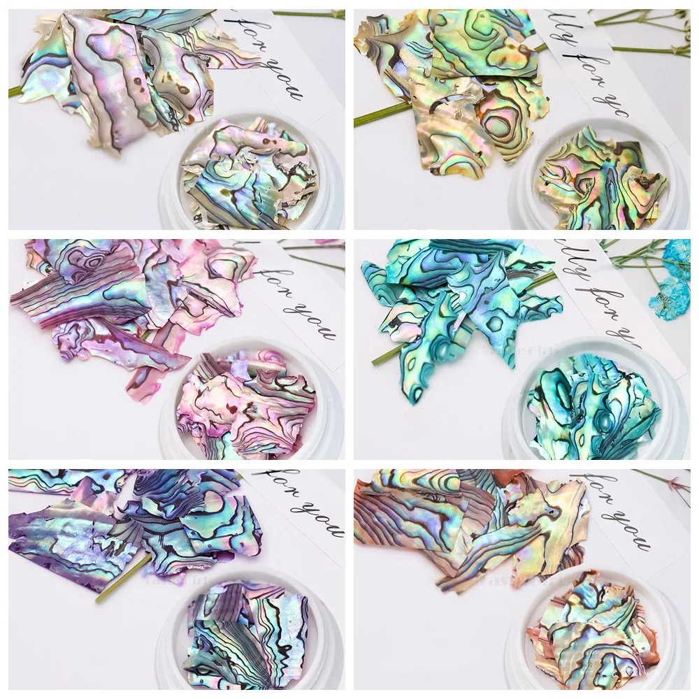 1 caixa irregular mudança de cor fatia de abalone concha do mar natural fragmento de pedra prego paillette decoração diy acessórios de manicure