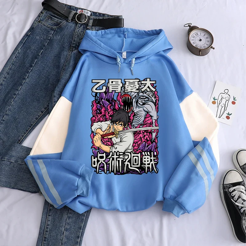 Harajuku أنيمي Jujutsu Kaisen Okkotsu Yuta الجرافيك هوديس خمر المتضخم مقنعين البلوز قلنسوة من القطن الرجال ملابس حريمي #1
